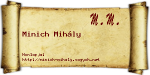 Minich Mihály névjegykártya