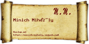 Minich Mihály névjegykártya